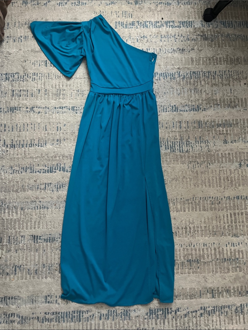 Teal One-Shoulder Evening Dress